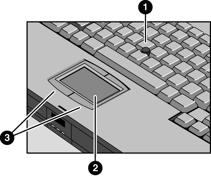 Bruke OmniBook Bruke OmniBooks pekeenheter Bruke OmniBooks pekeenheter To pekeenheter (pekestikke og berøringsmatte) er bygd inn i OmniBook.