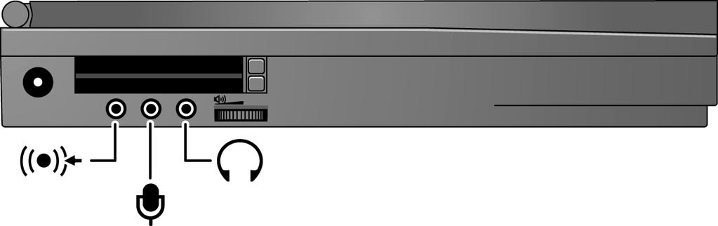 Etablere forbindelser Koble til eksterne enheter Koble til lydenheter Det er en innebygd mikrofon rett under OmniBook-skjermen. Du kan bruke den til å ta opp tale, lyd og musikk.