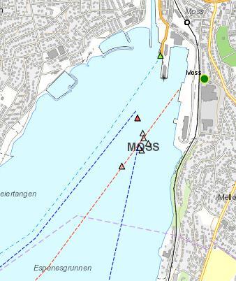 Figur 2-4: Oversiktskart over ulykker ved Moss havn 1981-2014. Kilde: Kystverket/Sjøfartsdirektoratet (2016) (kart.kystverket.no) 2.2.2. Interessenter Forbedringen av farleden inn til Moss havn kan påvirke en rekke aktører som følge av endret bruk, seilingsmønster og manøvreringsareal.