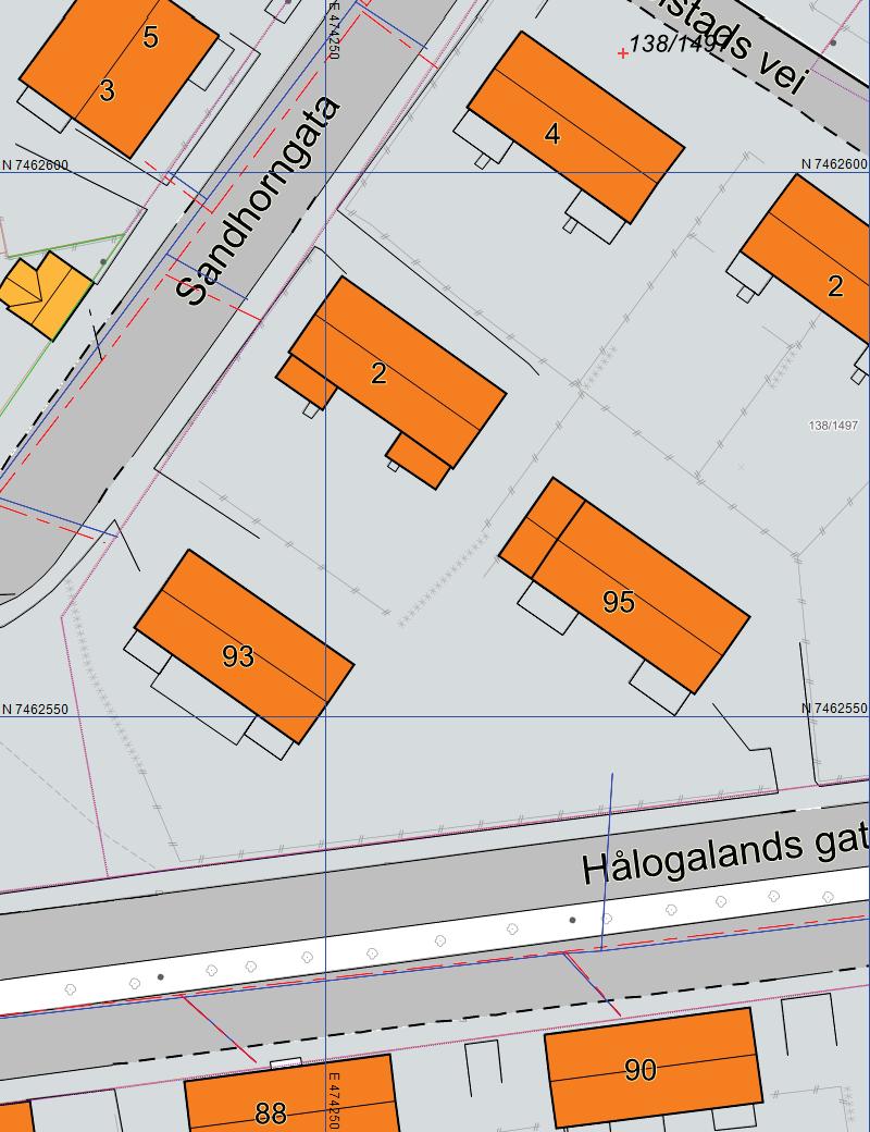 Mglrkar Srvicorg Til: Dao: Målsokk: Hålogalandsg 93, gnr 138 bnr 1497 10062016 1:500 Norkar AS 1) D as forbhold om fil i kargrunnlag 2)