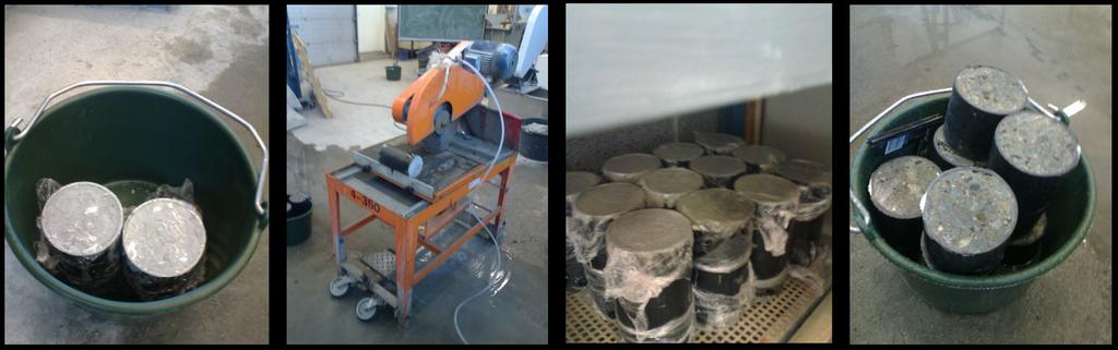 Vår 2011 Kloridinntrenging i betong J. Kirkemo 6.1.3 Saging av størknede betongsylindere Den overnevnte forskalingen resulterte i et sett med 22 sylindere med en høyde på 200mm.