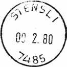 Stempel nr. 4 Type: I22 Utsendt?? STENSLI Innsendt?? Registrert brukt fra 5-10-65 IWR til 19-4-82 FH Stempel nr. 5 Type: I22N Utsendt?? STENSLI Innsendt?? 7485 Registrert brukt fra 10.11.