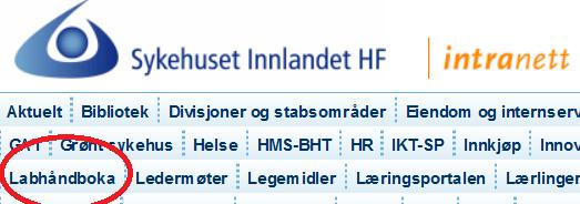 Link fra intranett: I søkfeltet skrives inn analysenavnet (eller deler av navnet).