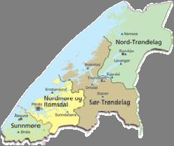 1.3 Oversikt over region midt Region midt er inndelt i 4 distrikter. Distriktene Sør-Trøndelag og Nord-Trøndelag tilsvarer fylkesgrensene.