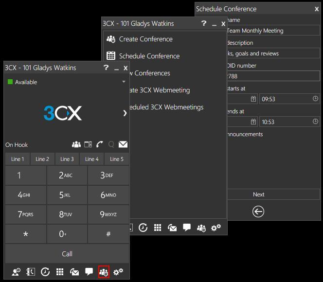 Konferanse 3CXPhone Windows (Soft Phone) Lag en telefonkonferanse (Windows) Med 3CX telefon for Windows er det lett å lage, administrere og bli med i en konferansesamtale fra din stasjonære eller