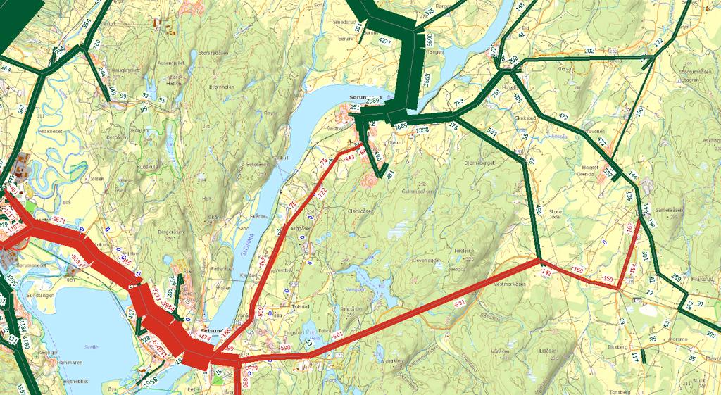 TRAFIKKUTREDNING SØRUMSAND 43 (45) men at trafikken vest for Sørumsand reduseres i samband med forsinkelser ved Fet.