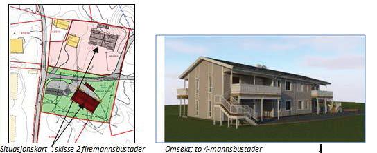 Det vert vist til saksdokumenta, bakgrunn og vurdering av saka. Vedlegg: Gnr. 43 bnr. 0111 og 0107 Storebø. Dispensasjonssak for uttale, to 4-mannsbustader i LNF område Vedtaksbrev Gnr. 43 bnr. 0107 Storebø. Uttale vedk.