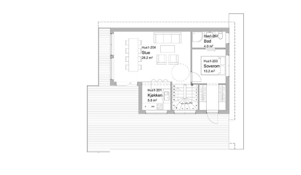 Terrasse 2 34 m2 3,6+5/4,4 m2