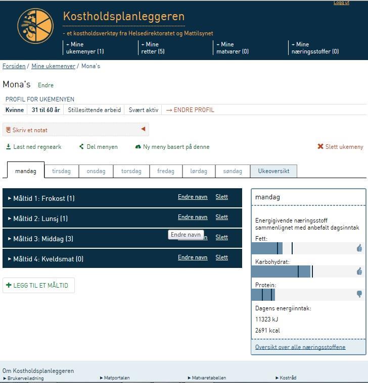 Kostholdsplanleggeren er eit