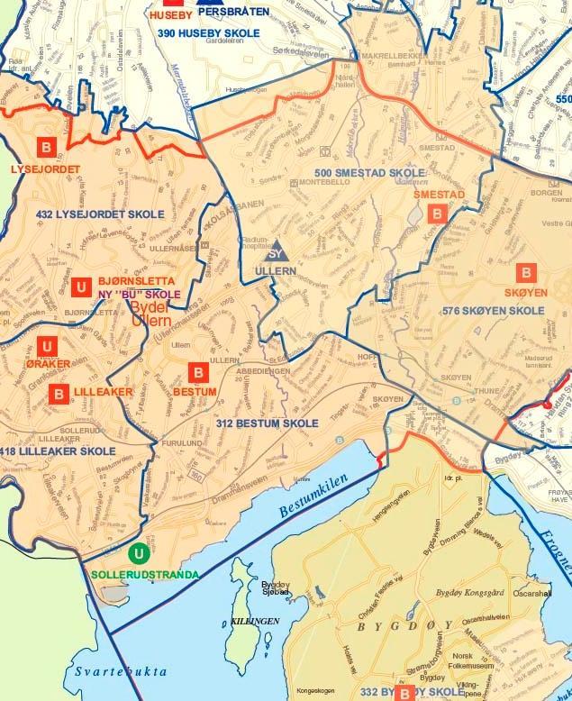 Område 5 Ullern - Bygdøy Grunnskoler i området: Bestum, Bjørnsletta, Bygdøy, Lilleaker, Lysjordet, Skøyen, Smestad, Øraker Behov frem til 2022: Barnetrinnet: 2 nye paralleller (420 elevplasser)