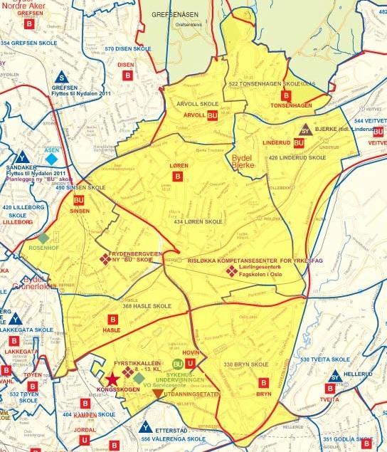 Område 9 Ensjø - Hasle - Løren - Årvoll Grunnskoler i området: Bryn, Fyrstikkalléen, Frydenberg (ny 2011), Hasle, Linderud, Løren, Sinsen (endret 2011), Tonsenhagen, Årvoll Behov frem til 2022: