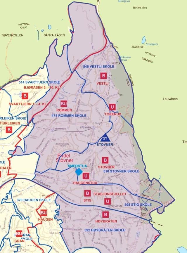 Område 11 Groruddalen nord Grunnskoler i området: Haugenstua, Høybråten, Rommen, Stasjonsfjellet, Stig, Stovner, Tokerud, Vestli Behov frem til 2022: Barnetrinnet: 4 nye paralleller (840 elevplasser)