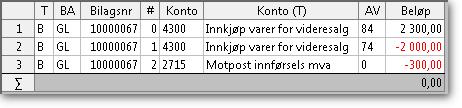 Innførsel uten fradrag for innførselsmva redusert sats Avgiftskoder Avgiftskode 84 og 74 (motpost) er opprettet i Avgiftskoder for bokføring av innførselsmerverdiavgift uten fradragsrett redusert