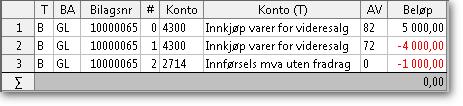 Innførsel uten fradrag for innførselsmva høy sats Avgiftskoder Avgiftskode 82 og 72 (motpost) er opprettet i Avgiftskoder for bokføring av innførselsmerverdiavgift uten fradragsrett høy sats (25%):