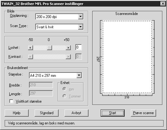 Tilgang til Skanneren For å velge TWAIN_32 Brother MFL Pro Scanner som din skannerdriver, velg den under Velg Skanner ELLER Velg Kilde -alternativet i din programvare.