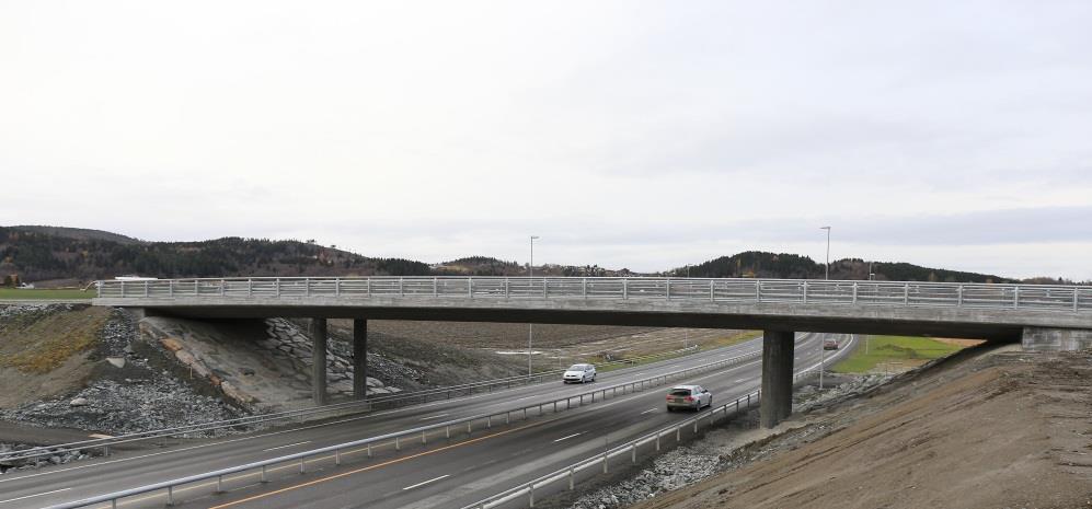 Overgangsbruer Bruer som går over E6 skal ha runde pilarer. Lysmaster bør unngås oppå brua. Areal under bru belegges i samme bredde som brua med stein.