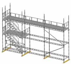 MONTERING Tilkomst Tilkomst utføres normalt med HAKI UTV AL trapp som monteres i to ekstra spirer på stillasets utside med tilhørende komponenter.