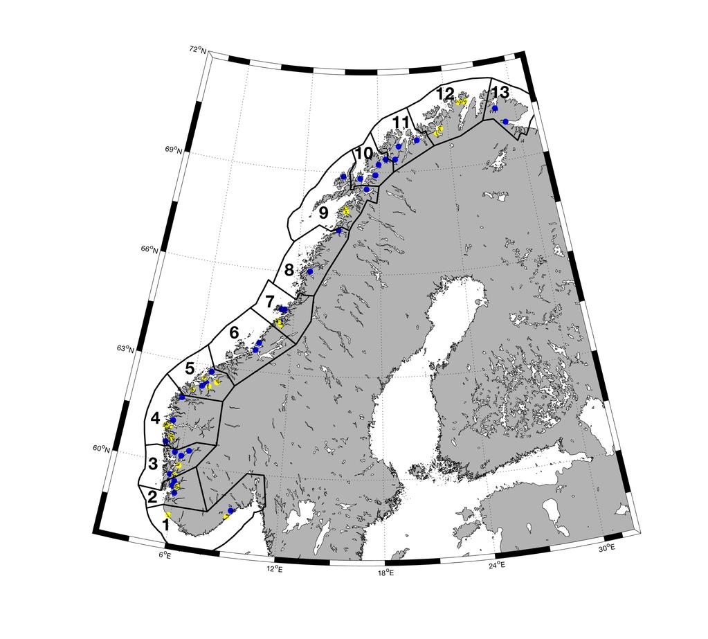 Hydrodynamisk spredningsmodell for lakselus og konsentrasjon av smittsomme kopepoditter langs Norskekysten Anne D.