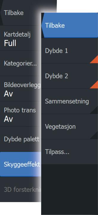 3D-forsterkning Grafikkinnstillinger som bare er tilgjengelige i 3D-modus.