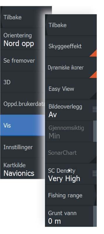 Dynamisk tidevannsinformasjon Dynamisk strøminformasjon Følgende ikoner og symboler brukes: Strømhastighet Pilens lengde avhenger av hastigheten, og symbolet roteres etter