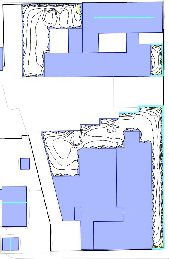 12/18 BRYGGERIET, BODØ Figur 5 og 6 viser det samme som figur 3 og 4, men for takterrassen på plan 6. Figur 5 - Takterrasse på plan 6 uten skjerming.