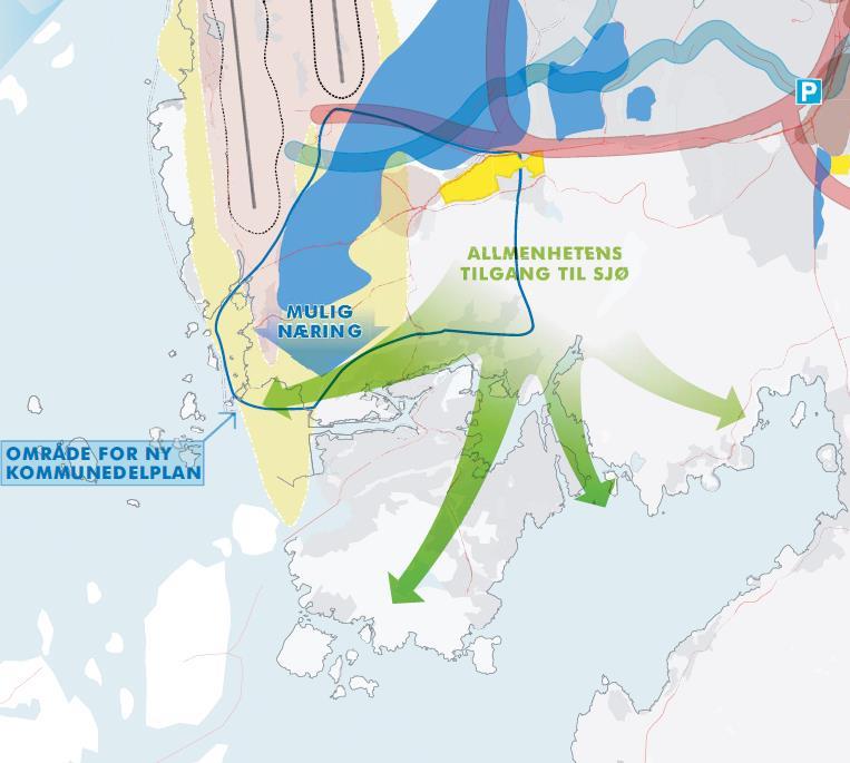 Strategisk oversiktskart I strategisk kart i arealdelen til kommuneplanen for Bergen, 2006-2017, er Mildehalvøyen pekt ut som