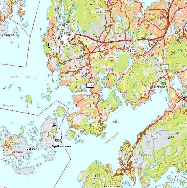 6 BESKRIVELSE AV PLANOMRÅDET (DAGENS SITUASJON) 6.1 BELIGGENHET Området ligger i Hjellestadvika på Søre Hjellestad i Ytrebygda bydel. Hjellestad ligger like sør for Flesland. Figur 6.1. Lokaliseringskart.