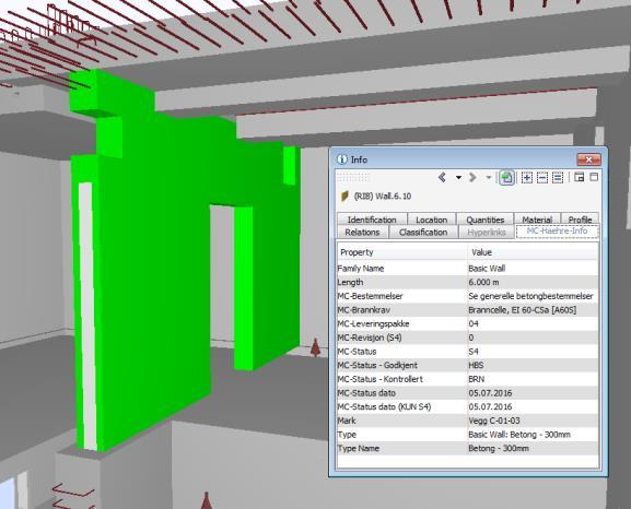 Modellbasert prosjektering og utførelse; BIM - Building Information Model I kombinasjon med geometri, må et antall informasjonsparametre defineres før et