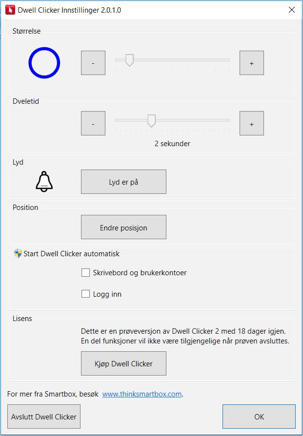 Innstillinger For å få tilgang til innstillinger trykker du på