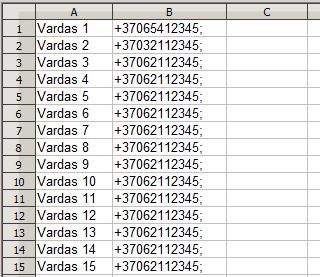 Spustelkite programos mygtuką Įrašyti (F6) ir visas sąrašas bus išsaugotas valdiklio atmintyje. Pastabos: - Norint teisingai įvesti numerį, reikia jį įvesti tarptautiniu formatu su + numerio prefiksu!