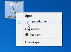 Hvordan tømme søppelkurv/papirkurv?