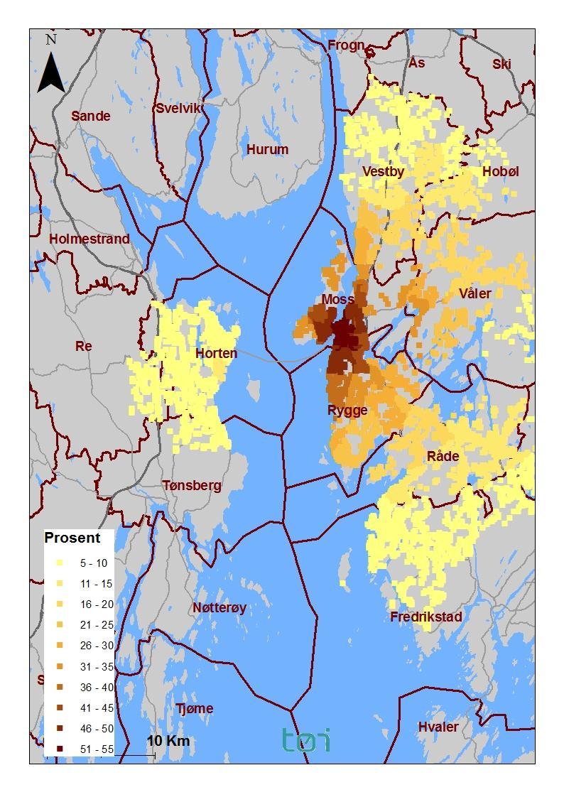 Potensial for regionforstørring Pendlingsomland