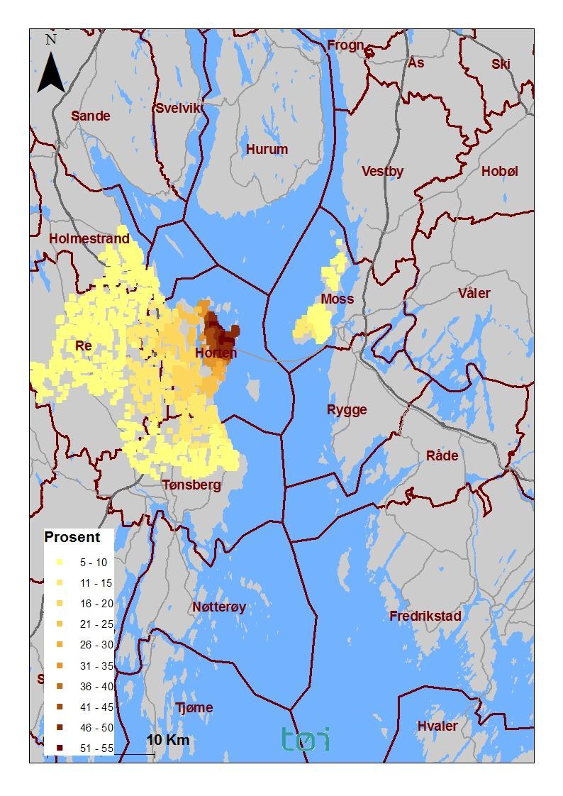 Potensial for regionforstørring Pendlingsomland