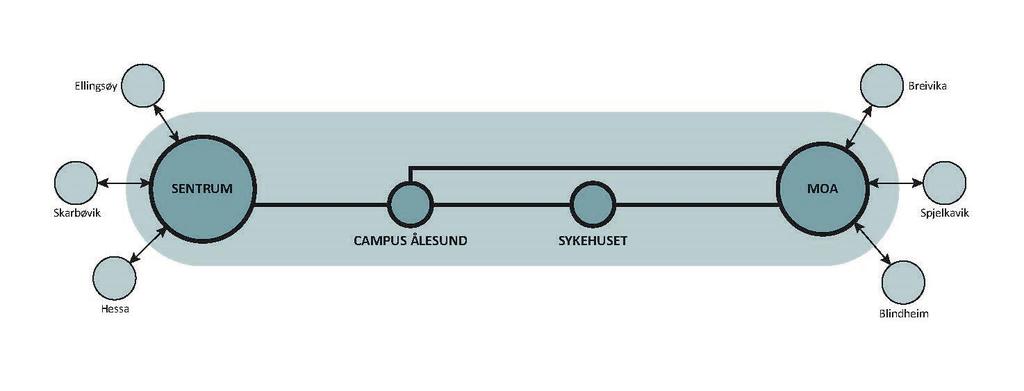 I temakartet er det tre avvikssoner for støy: Bysentrum, Campus Ålesund og Moa.