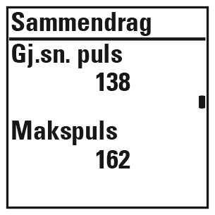 Gjennomsnittlig og maksimal hjertefrekvens vises i slag per minutt