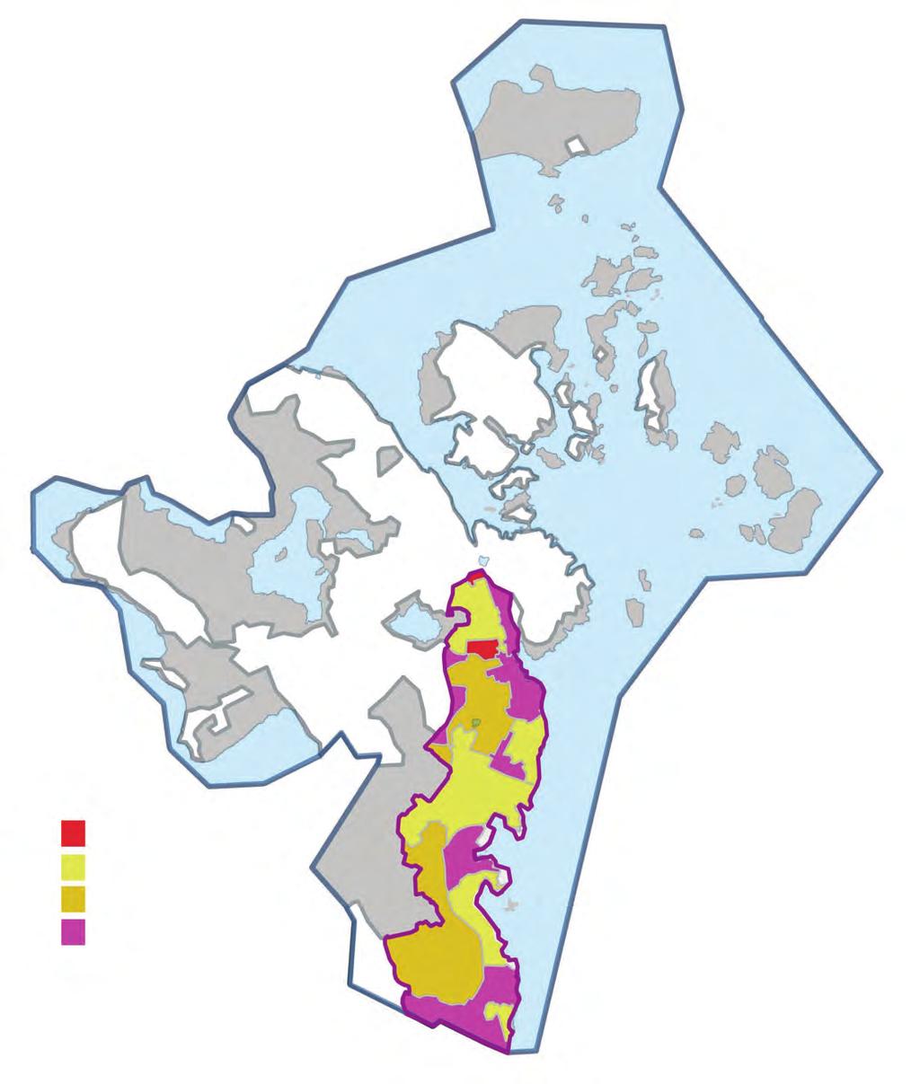 4.2 KLASSIFISERING AV OMRÅDENE INNENFOR BYBÅNDET Som et hjelpemiddel for å skape et mer oversiktlig bilde av kapasiteten innenfor bybåndet, er det i denne analysen foretatt en inndeling av bybåndet i