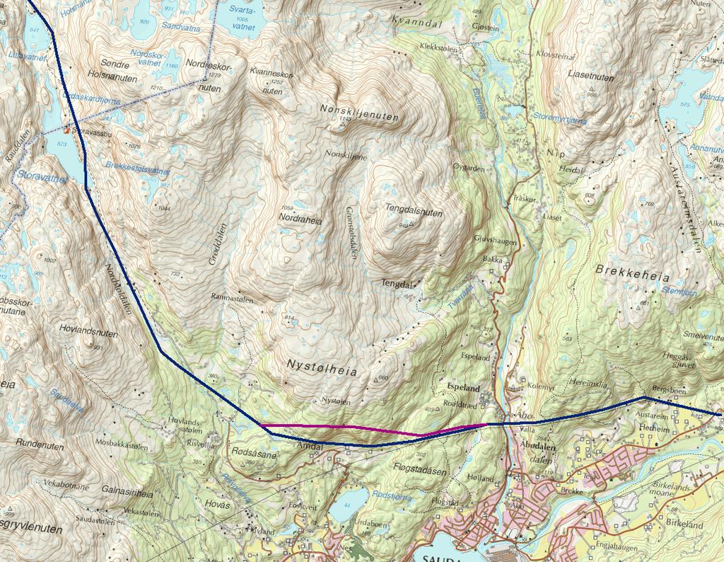 Vedlegg 1 : Kart over traseen Sauda Samnanger Figur