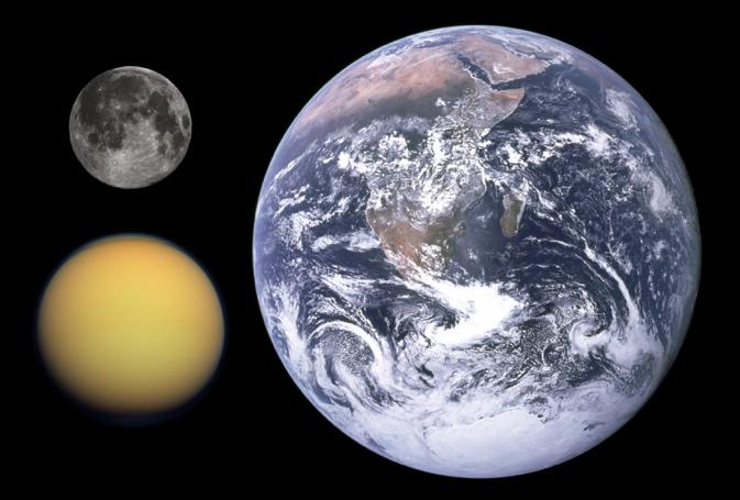 Side 6 Oppgave 7 I figuren ovenfor til venstre ser du Jorden og Månen (øverst) sammenlignet med månen Io (nederst). Månen og Io har nesten samme radius og masse.