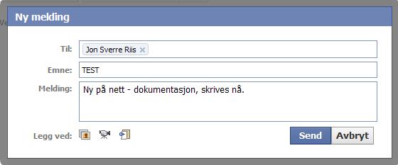 Fyll ut navn på den som skal ha meldingen, et emne som beskriver hva