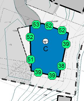 6.2 Støynivå ved fasade og balkongar Bygg C ligg skjerma for vegtrafikkstøy, høgste støynivå ved fasade er vist i Figur 5.