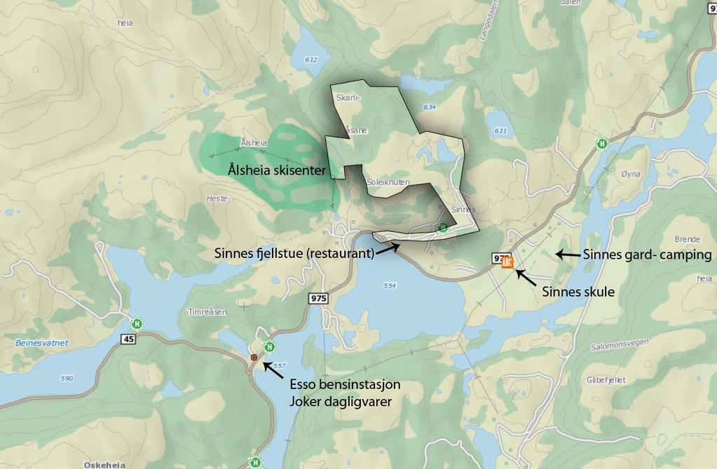 Figur 26 Kart som viser sosial infrastruktur i området. Kilde: Finn.no. 5.