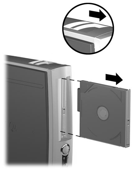 Arbeide med MultiBay Ta ut en stasjon fra MultiBay 1. Når du setter inn eller tar ut en harddisk, må du avslutte alle programmer, ta ned operativsystemet fullstendig, og deretter slå av datamaskinen.