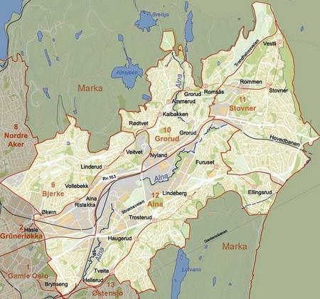 Groruddalen har en befolkningsmasse på 139 733 Alna 49 224 (størst både arealmessig / innbyggere) Hver 5.