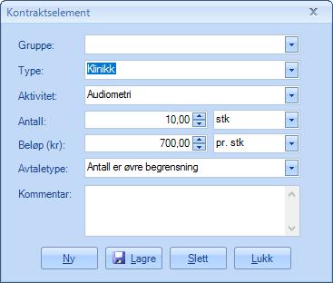 2.2 Kontrakter uten kontraktsgrupper Dersom kunden ikke har en kontrakt med noen inkluderte aktiviteter kan man velge å se bort fra gruppeaspektet i kontraktsmodulen.