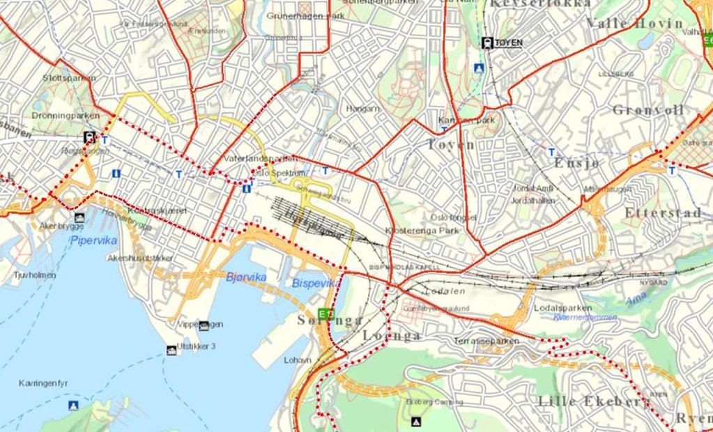 CASESTUDIE 51 Introduksjon til casestudiet Målet med casestudiet Målet med casestudiet er å illustrere hvordan utvalgte gater i Oslo, på en strekning som i dag mangler tilrettelegging for sykkel, kan