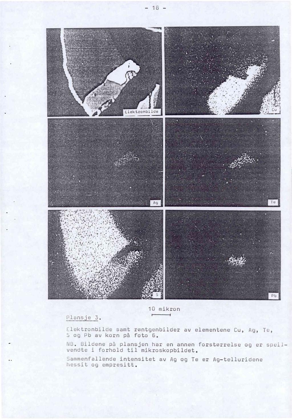 16 - Llekt onbilde in) P1.7 Hlonsje 3. 10 mikron luktranbilue samt rentgunbilder av olementene Eu, hg, Tu, og b av kurn på foto 6.