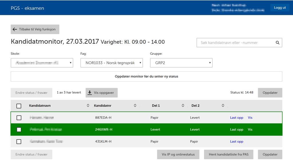 2. Leveringsstatusene ved todelt eksamen Ved todelt eksamen kan en kandidat ha to leveringsstatuser.