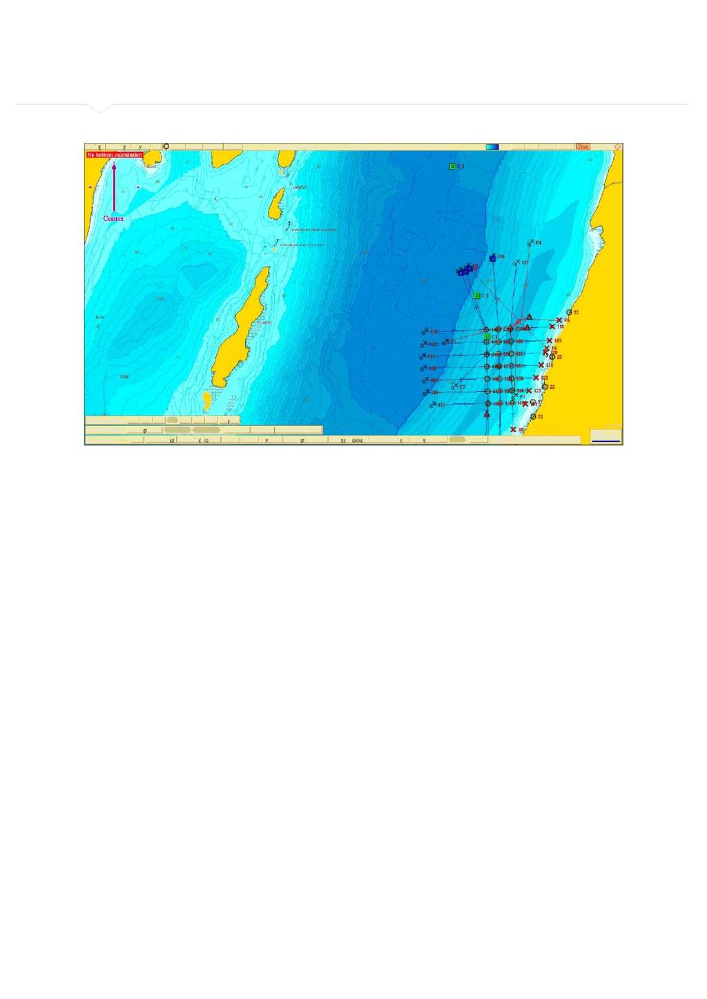 Fig. 2. Prøvetakningsstasjoner markert med grønne firkanter ved Stokkasjøen, ved MOM - C i 2014. MOM - B undersøkelsen fra 201 3 ved full biomasse gav lokaliteten tilstand 1 (Meget god).