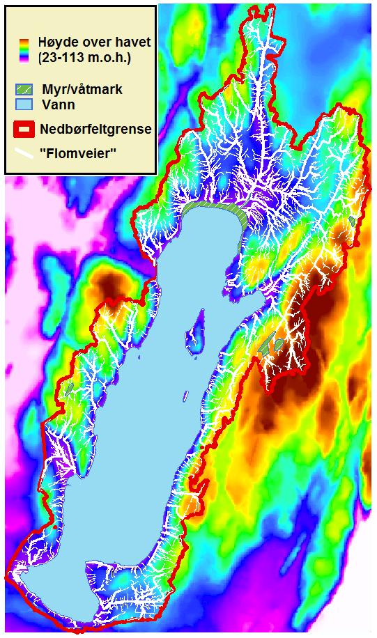 Metode for vudering av drågerosjon Drågerosjon er meget vanskelig å estimere, og mulige «hotspots» for drågerosjon er i dette prosjektet kun vurdert utfra flomveier beregnet utfra terrengdata (LIDAR)