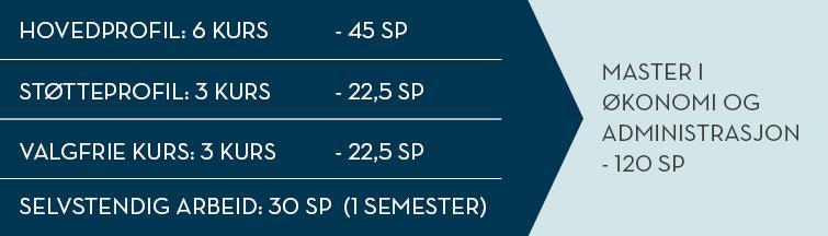 Studieplan MØA Fordypning = hovedprofil + selvstendig arbeid (masterutredning) - Selvstendige arbeid må være innenfor hovedprofil; - Selvstendig arbeid skal normalt skrives av to